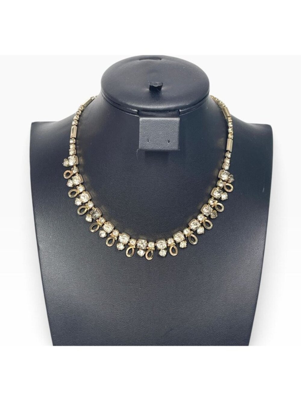 Vintage Emmons 1950s Gold-Tone Rhinestone Necklace 14" With 4" Extender